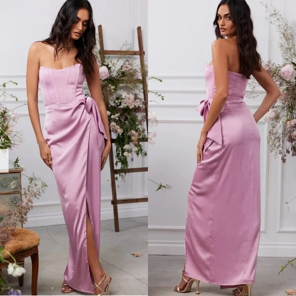 NWT V. Chapman June Maxi Dress Gown Mauve Mist - Picture 2 of 7